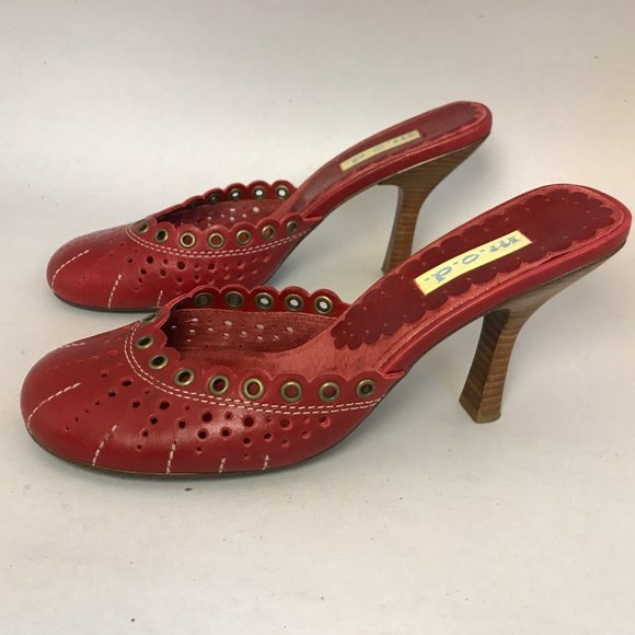 Anthropologie Shoes - M.O.D. Anthropologie Leather Red Round Toe Heel